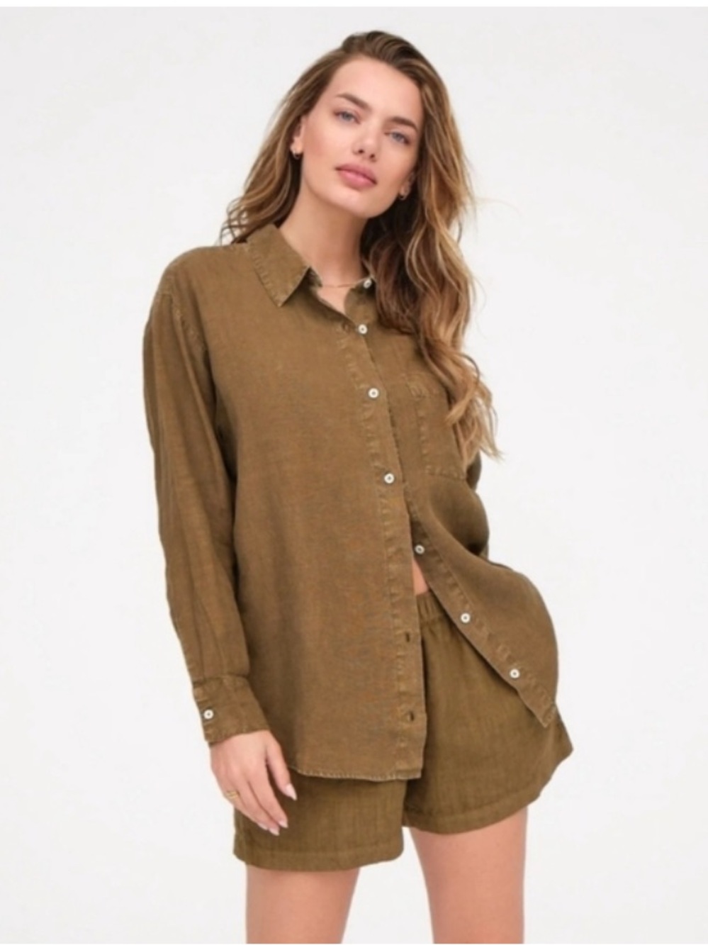 MATE the Label Button-Down Shirt in Rust Tan - Picture 2 of 8